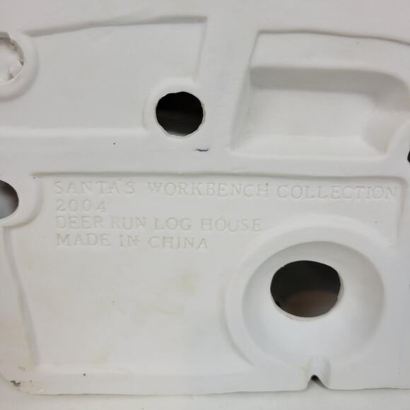 Santa's Workbench Porcelain Lighted House Deer Run Log House Victorian Series - Picture 7 of 13